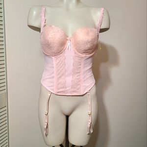 Pink corset top with attached garters 36D